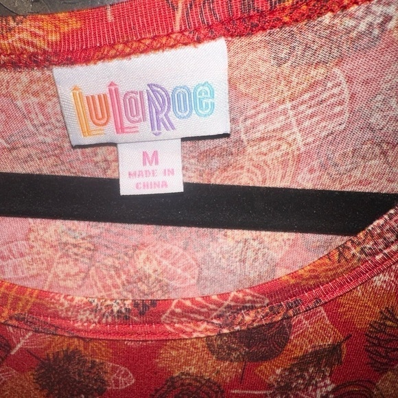 Lularoe medium brick red Carly dress with tree print. Swing dress, hi/lo hem,NWT - Picture 5 of 7